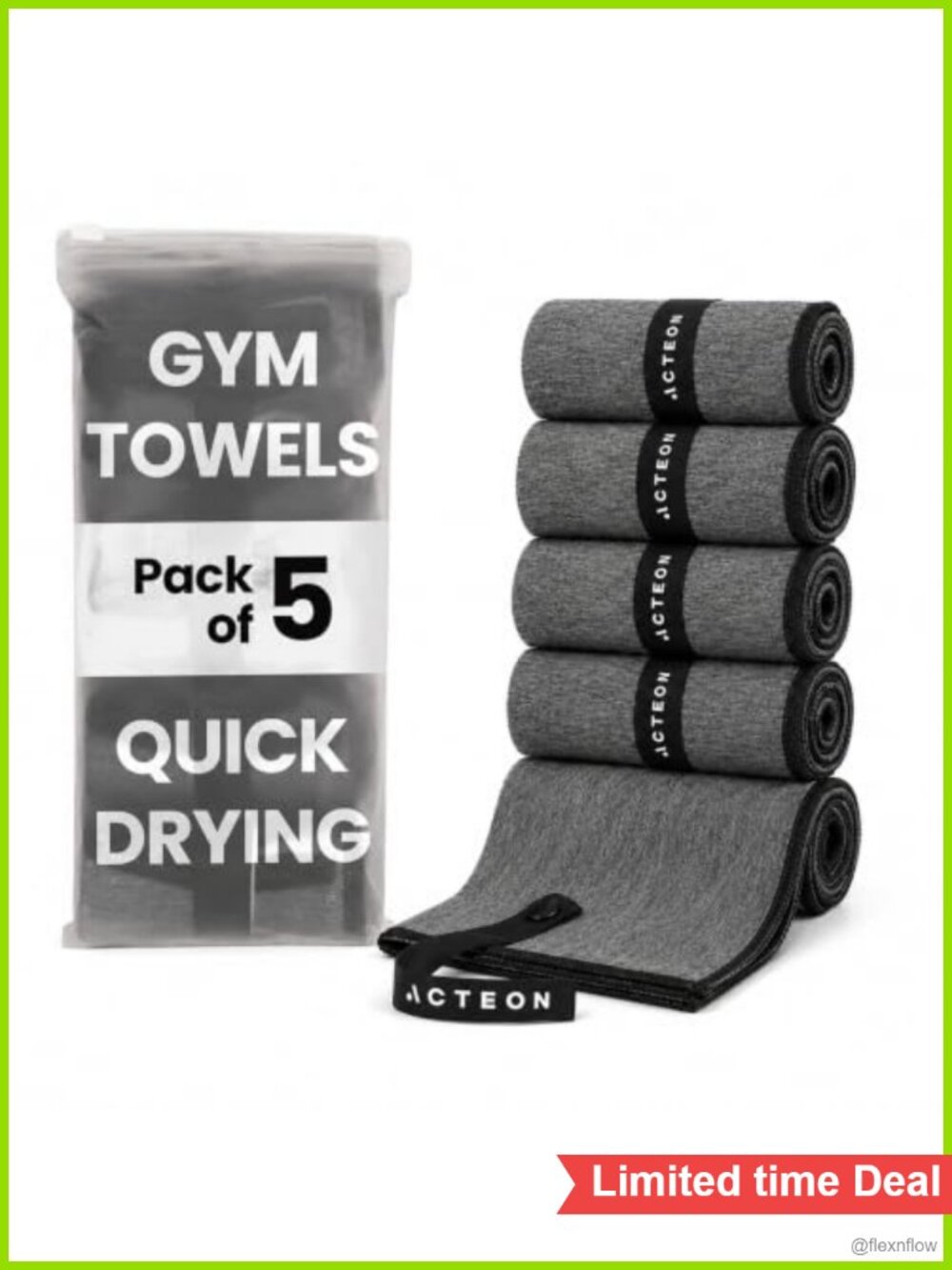 Microfiber Quick Dry Gym Towel 5 Pack Silver Ion Odor-Free Absorbent Workout